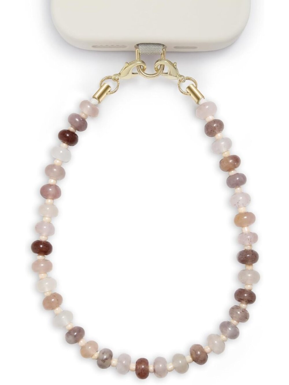 Natural Stone Phone Charm, Beaded Healing Phone Wrist Strap, Handmade Cellphone